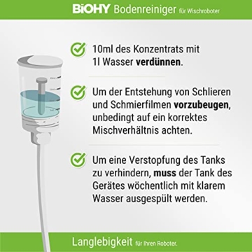 BiOHY Bodenreiniger für Wischroboter (2x1l Flasche) + Dosierer | Konzentrat für alle Wisch & Saugroboter mit Nass-Funktion | nachhaltig & ökologisch - 5
