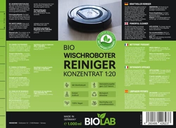 BIOLAB Bio Wischroboter Reinigungsmittel (1000 ml) Reiniger auch für Saugroboter mit Wischfunktion - Bodenreiniger Konzentrat - 8