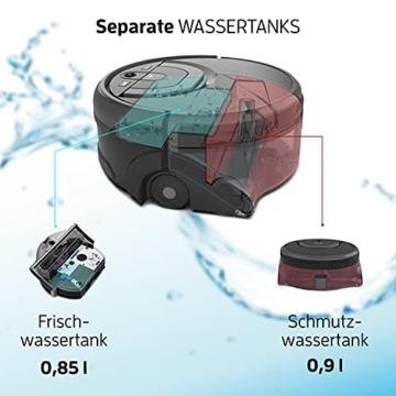 ZACO W450 Wischroboter mit extra Frisch- und Schmutzwassertank (Neuheit 2021), bis 80 Min nass wischen, Roboter-Mopp für Hartboden, intelligente Kamera Navigation, App & Alexa Steuerung, Midnight Blue - 4