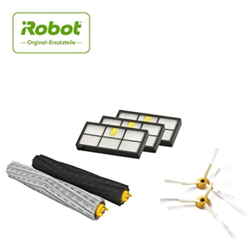 iRobot Offizielles Zubehör – Pflegeset für Roomba Serie 800 und 900 – 2 Seitenbürsten – 3 hocheffiziente Filter – ein Paar Silikonbürsten, Weiß/Schwarz/Grau, 18 x 12 x 3 - 2
